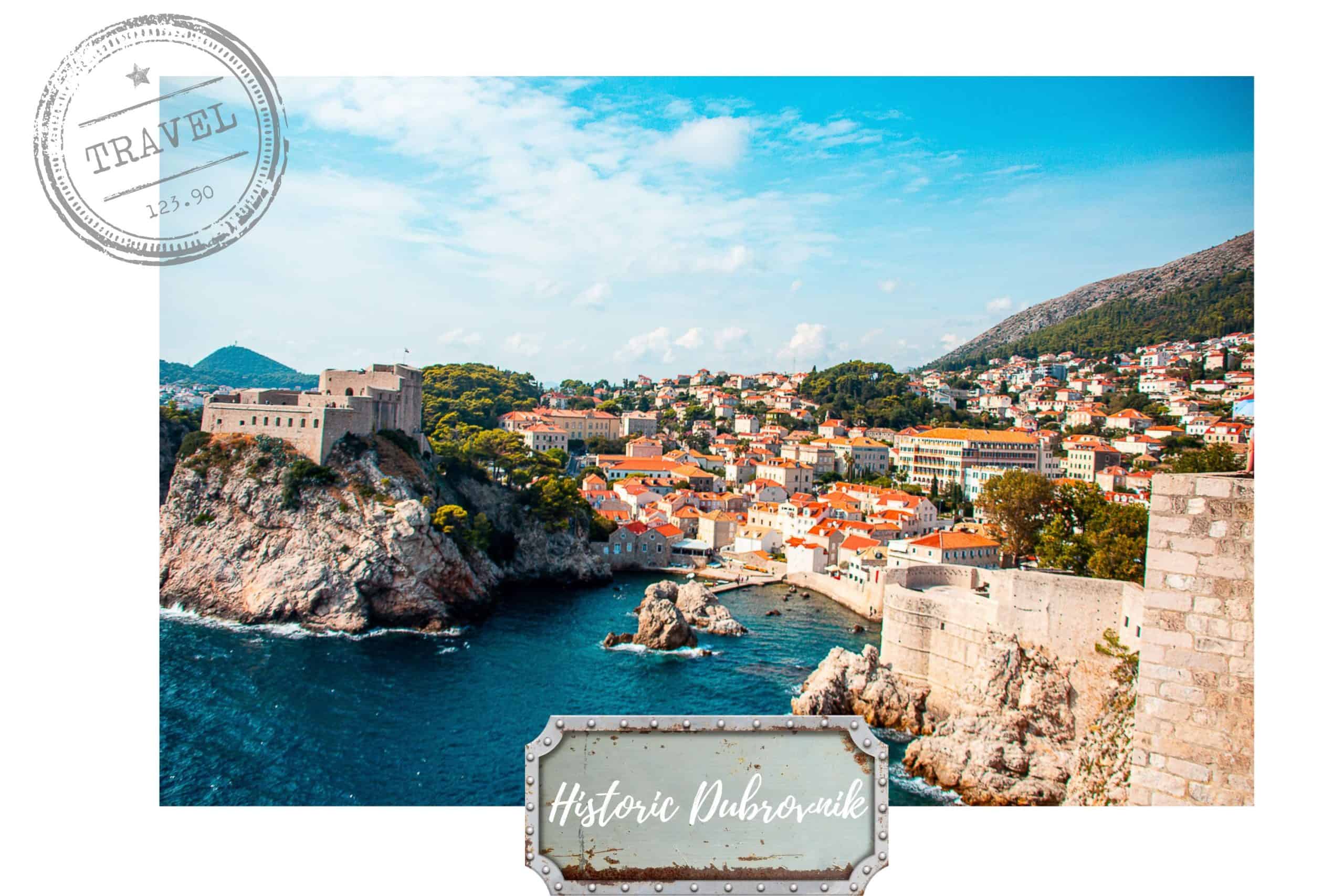 A complete view of Old Town Dubrovnik and Fort Lovrijenac from the top of the Dubrovnik city walls.