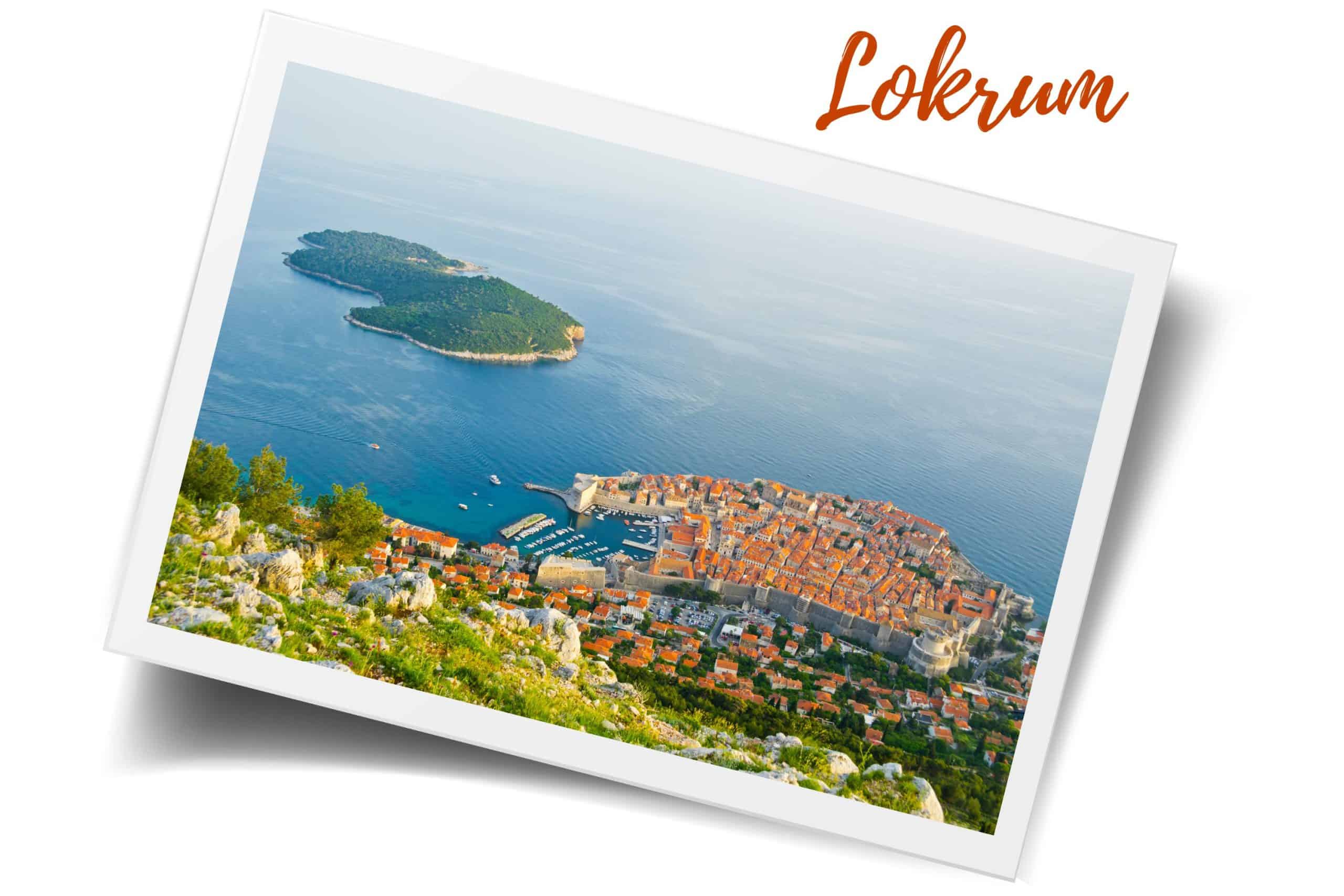 This picture shows an aerial view of Lokrum to the left as well as Old Town Dubrovnik to the right from the top of Mt. Srd. A visit to Lokrum is a must for any Game of Thrones fan if you only have one day in Dubrovnik.