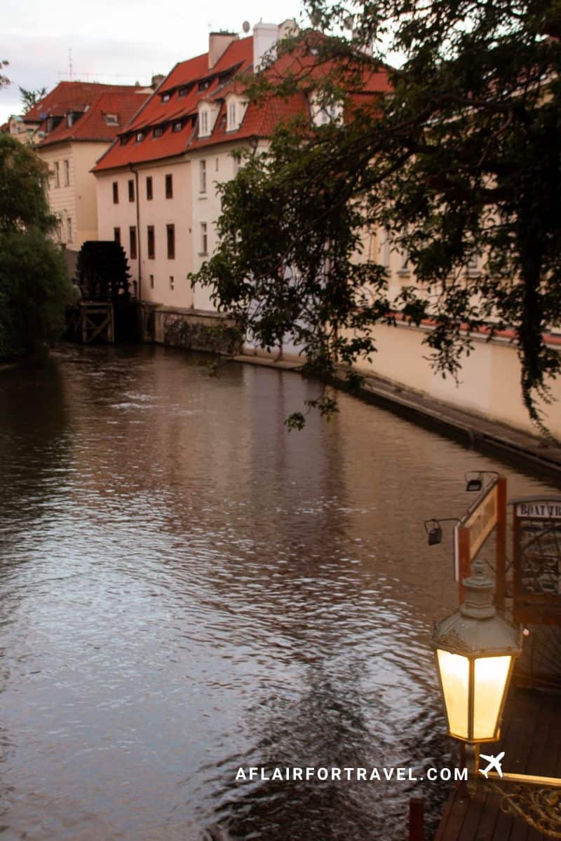 Čertovka Canal along Kampa Island, one of the hidden gems in Prague, with historic buildings and a quiet waterway near Charles Bridge.