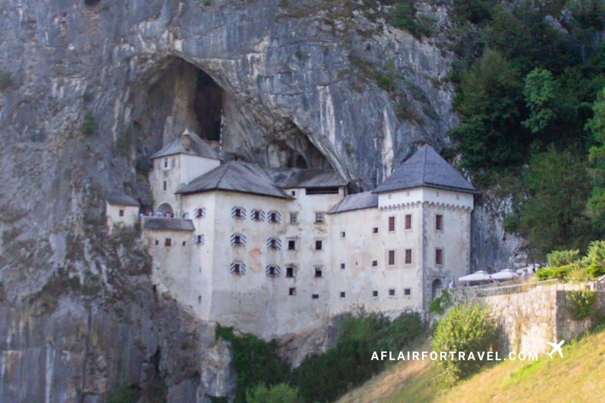 Predjama Castle built into a cliffside cave in Slovenia