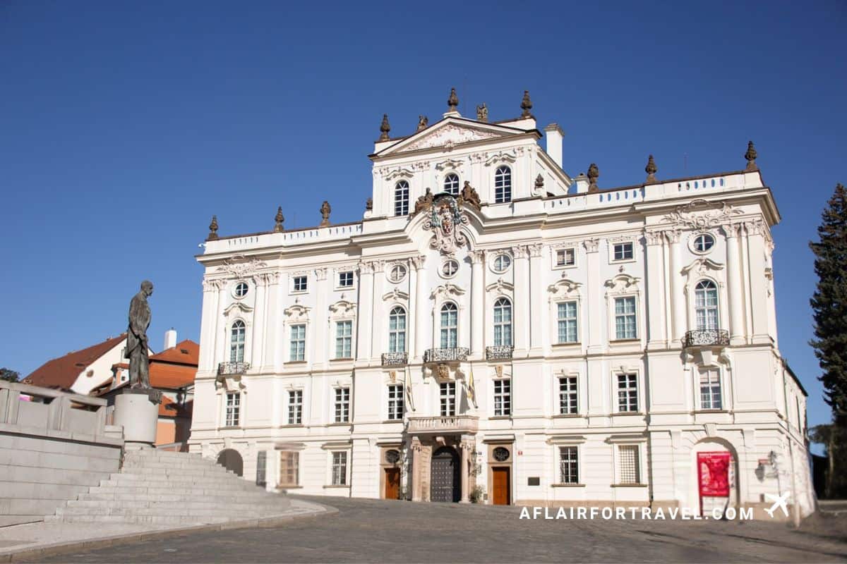 The baroque facade of the Archbishop's Palace near Prague Castle