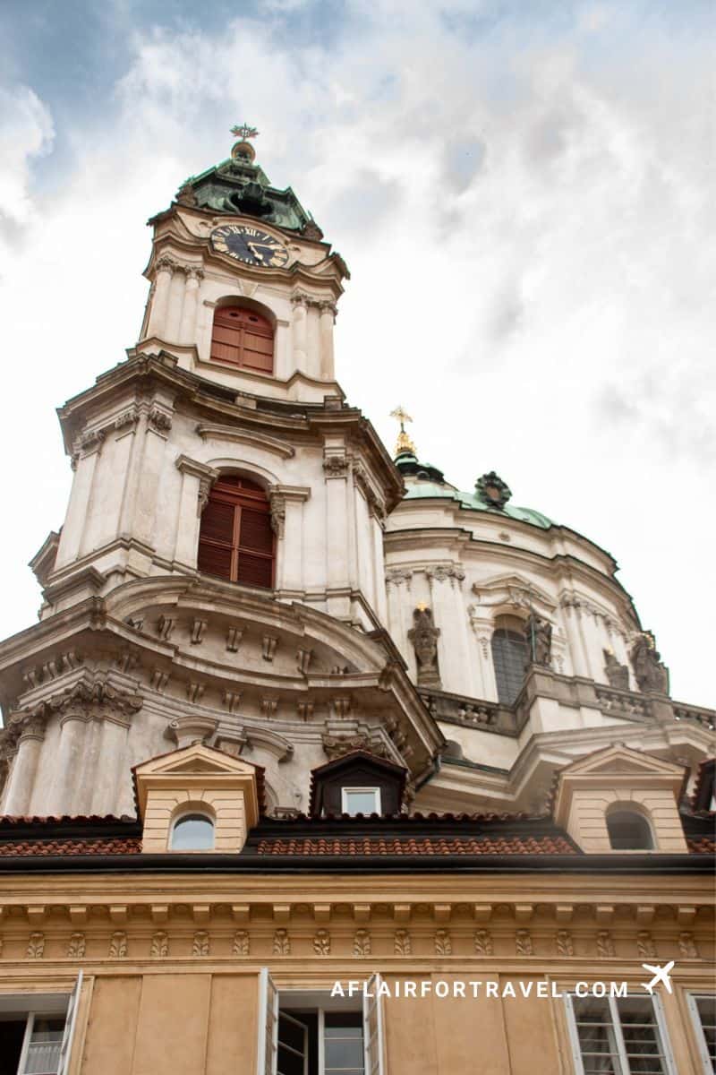 Baroque bell tower and dome of St. Nicholas Church, a must-see in Mala Strana
