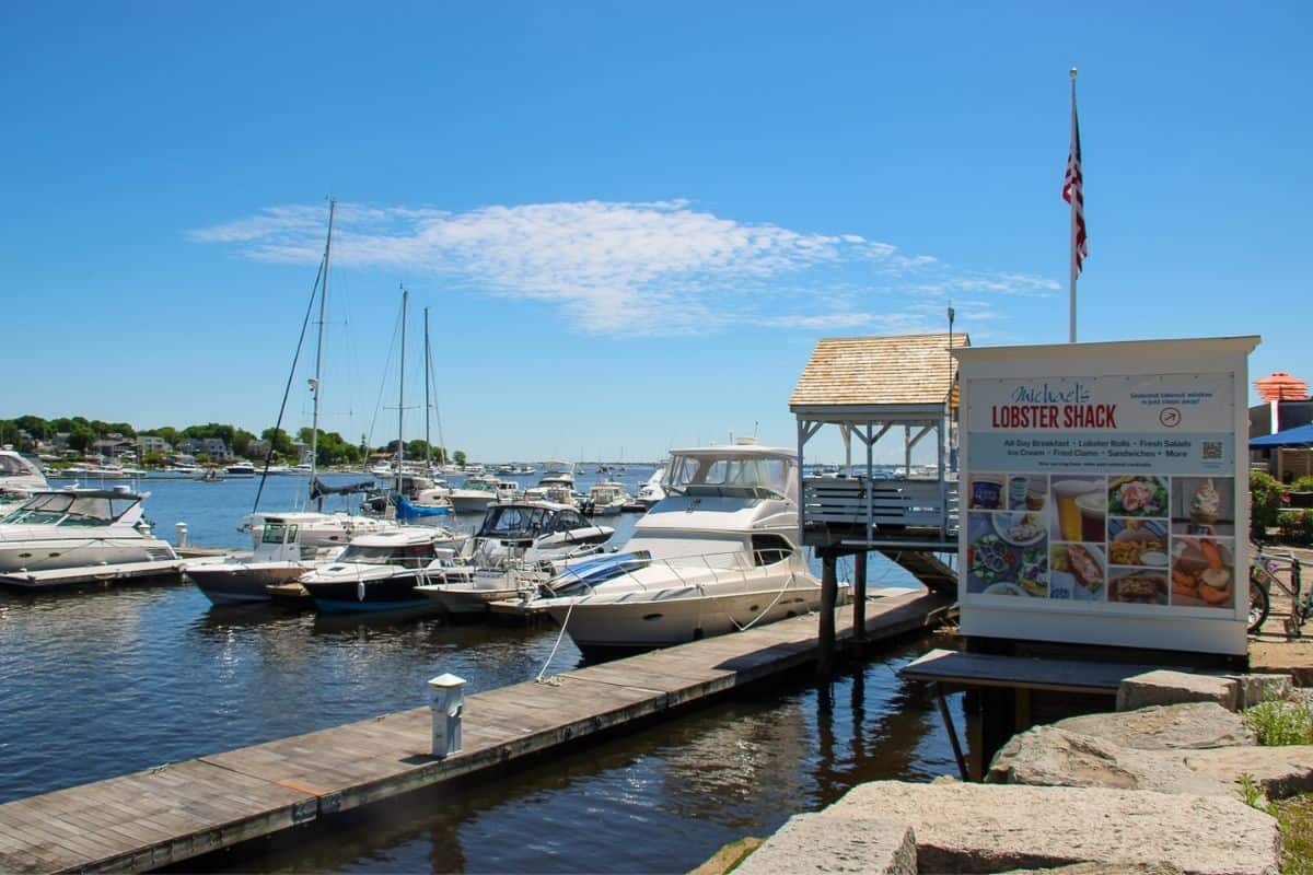 Michael's Lobster Shack dock and boats in Newburyport Harbor