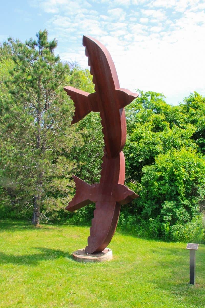 Abstract bird sculpture along the Clipper City Rail Trail in Newburyport MA