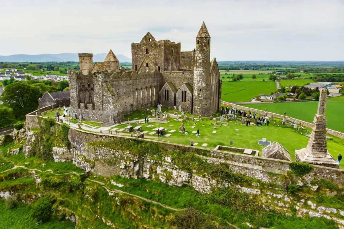 Rock of Cashel medieval ruins rising over the Tipperary countryside, Ireland
