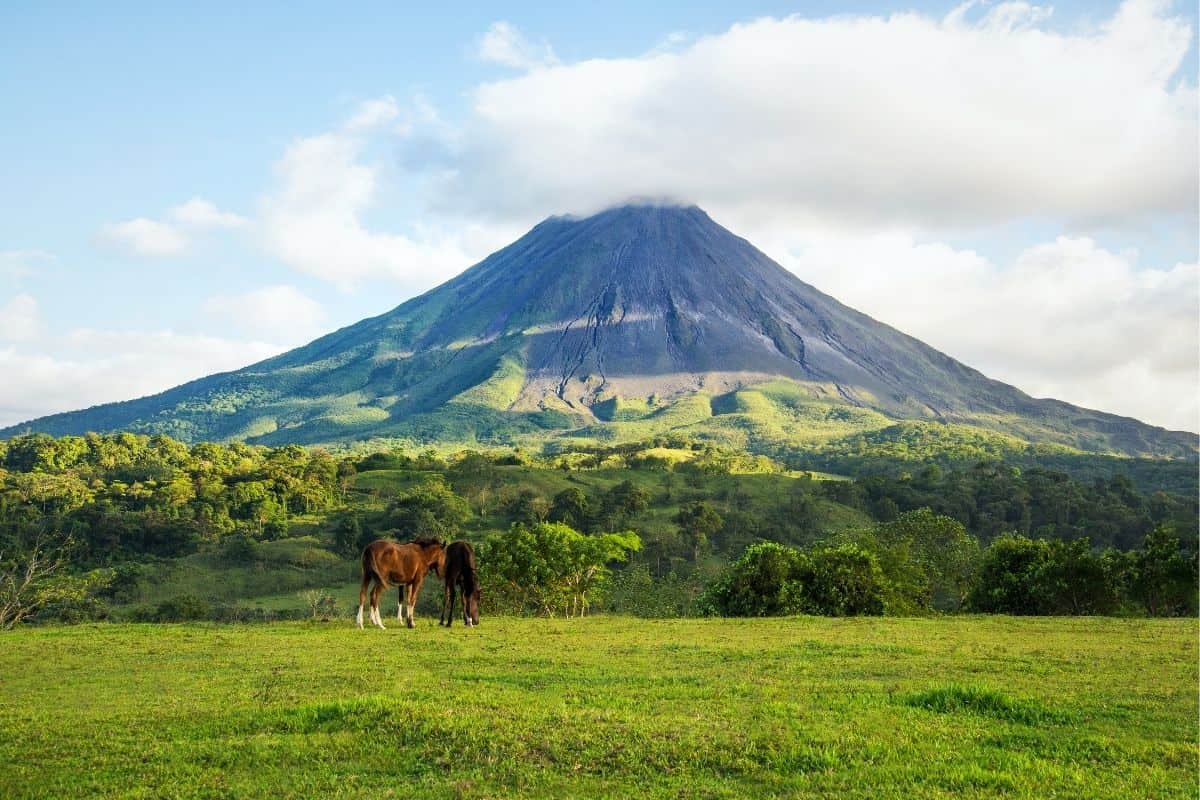 Arenal Volcano in Costa Rica, a popular destination reached from Costa Rica airports like Liberia and San José.