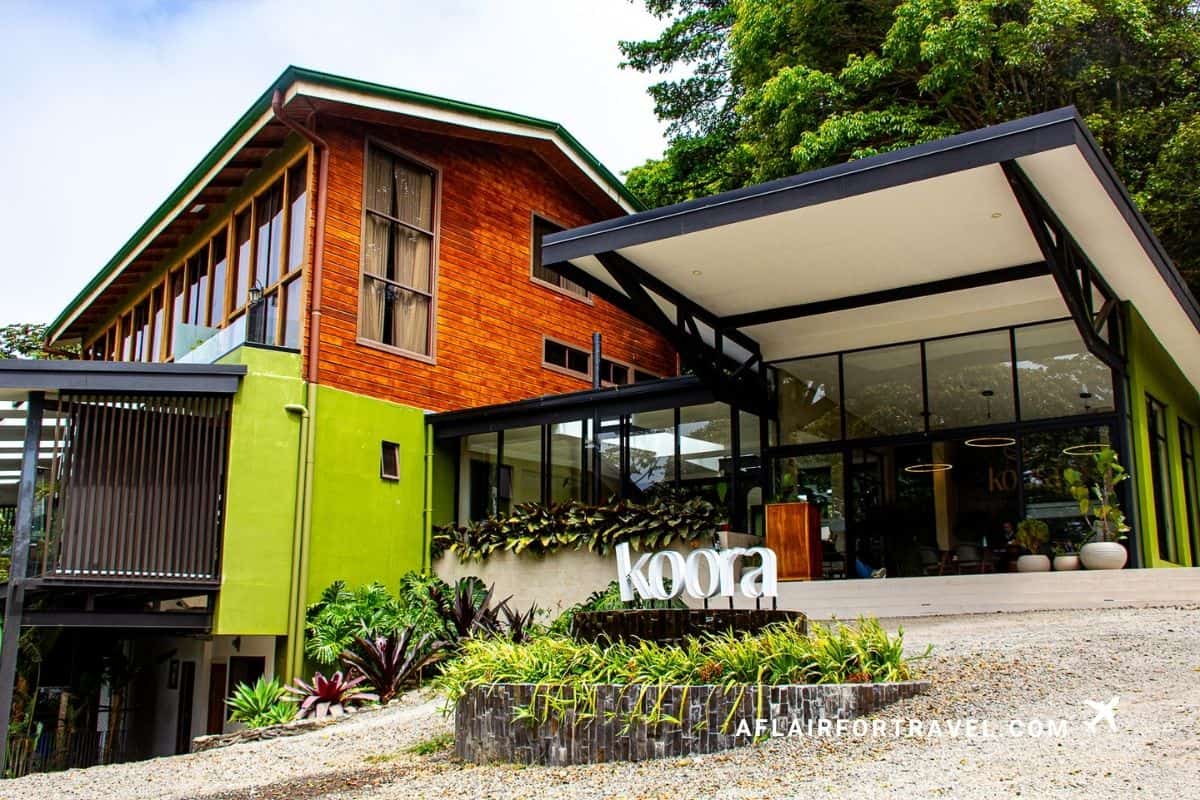 Koora hotel exterior with modern architecture, a great base for exploring things to do in Monteverde, Costa Rica