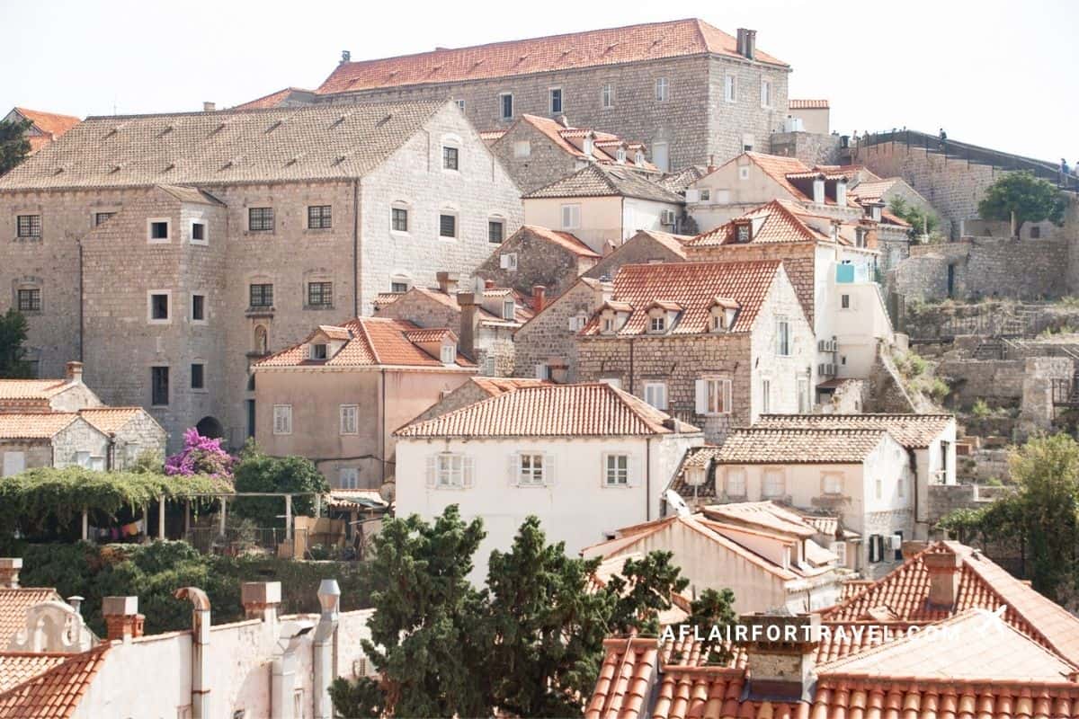 Red-tiled rooftops of Dubrovnik's Old Town seen from above