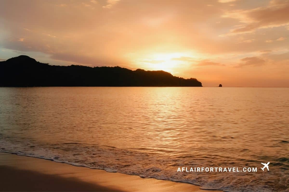 Sunset over the water at a Costa Rica beach