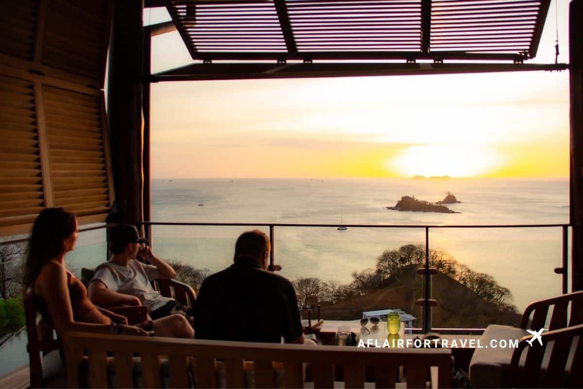 Watching the sunset from an open-air lounge overlooking the Papagayo Peninsula, Costa Rica