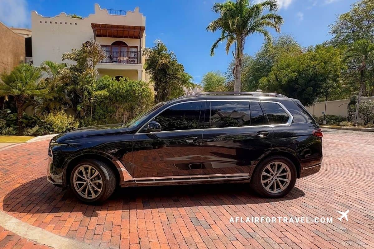 Black BMW SUV used for private hotel transfers in St. Lucia